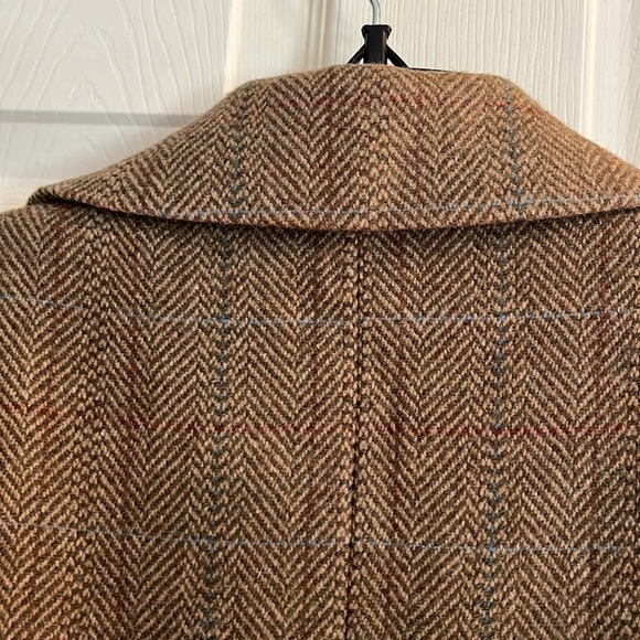 VTG-chaps-L-brown-houndstooth-wool blend, shoulder pads, 4 button blazer/jacket. - Picture 4 of 13